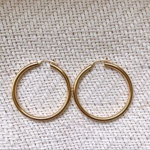 NEW 14K SOLID YELLOW GOLD Thick Hoop Earrings